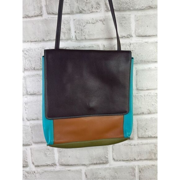 Mywalit Leather Crossbody Travel Bag Multicolored Fall - Picture 10 of 12